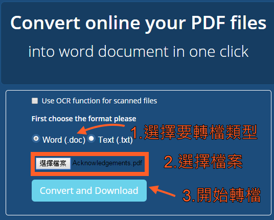 線上PDF轉WORD檔1