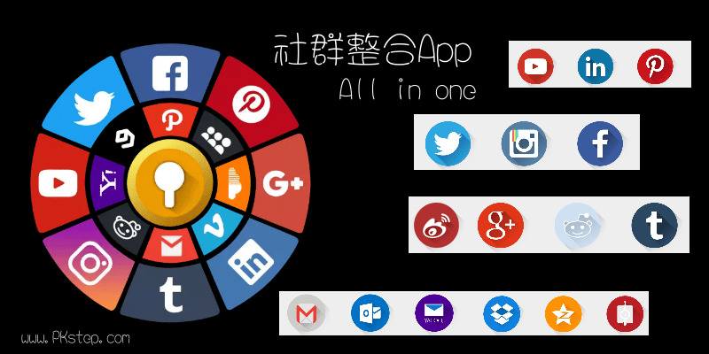 Social Media All in One《社群整合App》快速登入與訪問不同的社交媒體。（Android ...