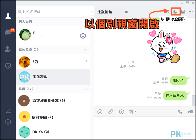 LINE單一聊天室視窗1