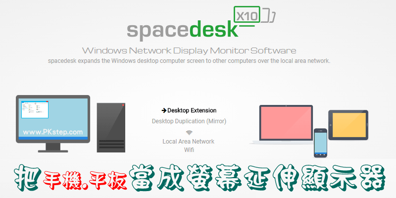 spacedesk顯示器延伸App，把手機/平板當成Windows電腦的外接螢幕（iOS、Android）