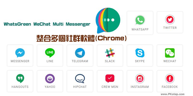 Multi Messenger整合網頁版FB Messenger、LINE、IG、WeChat、Telegram等社群軟體，快速切換。（Chrome）