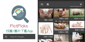 PictPicks手機搜尋網路圖片&高清圖片下載App，支援以圖搜圖功能。（Android）