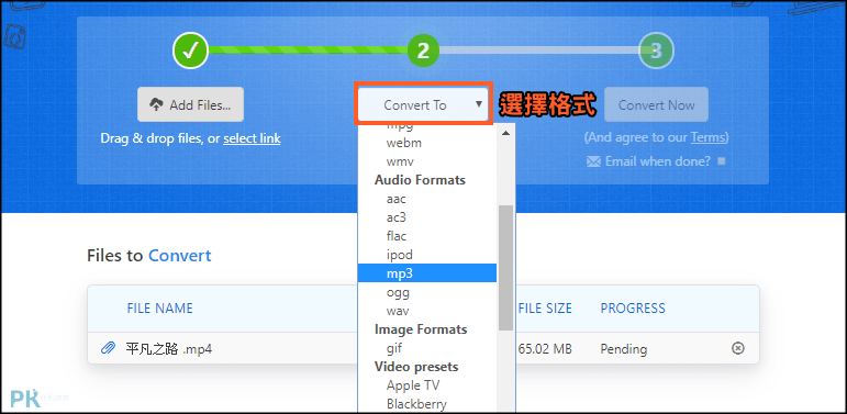 ZAMZAR免費的影片轉音訊網站2