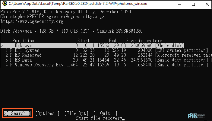 PhotoRec電腦救援軟體5