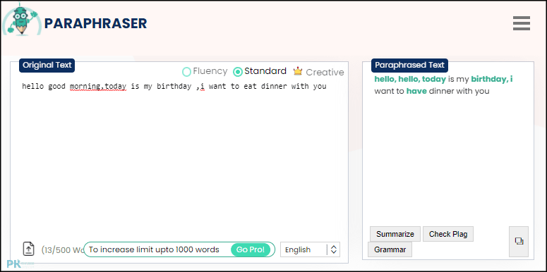 paraphraser線上文章重寫工具2