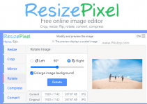 ResizePixel線上圖片裁切、照片翻轉、旋轉、轉檔、壓縮、修改大小的免費工具。