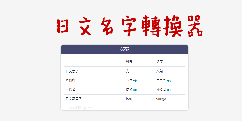 日文名字轉換器