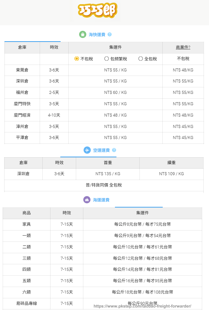 巧巧郎報價單