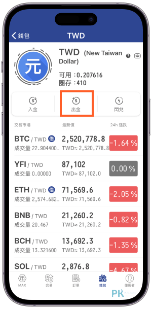 MAX交易所出金教學